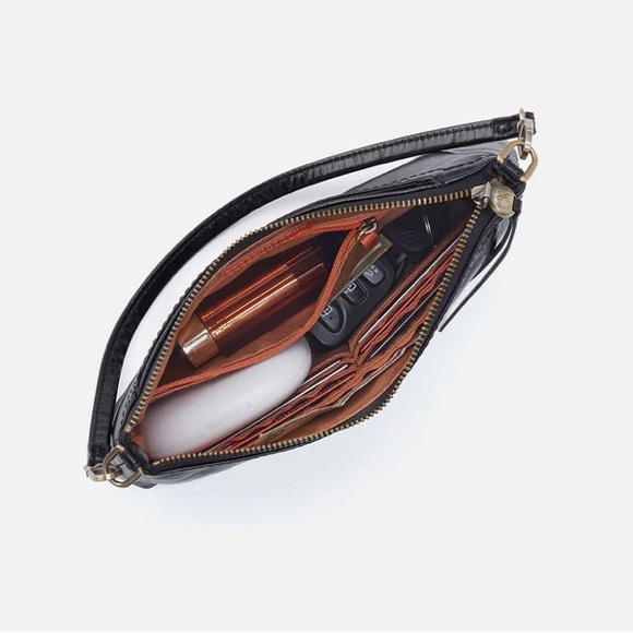 HOBO Brown Clutch with Woven Texture and Metallic Accents